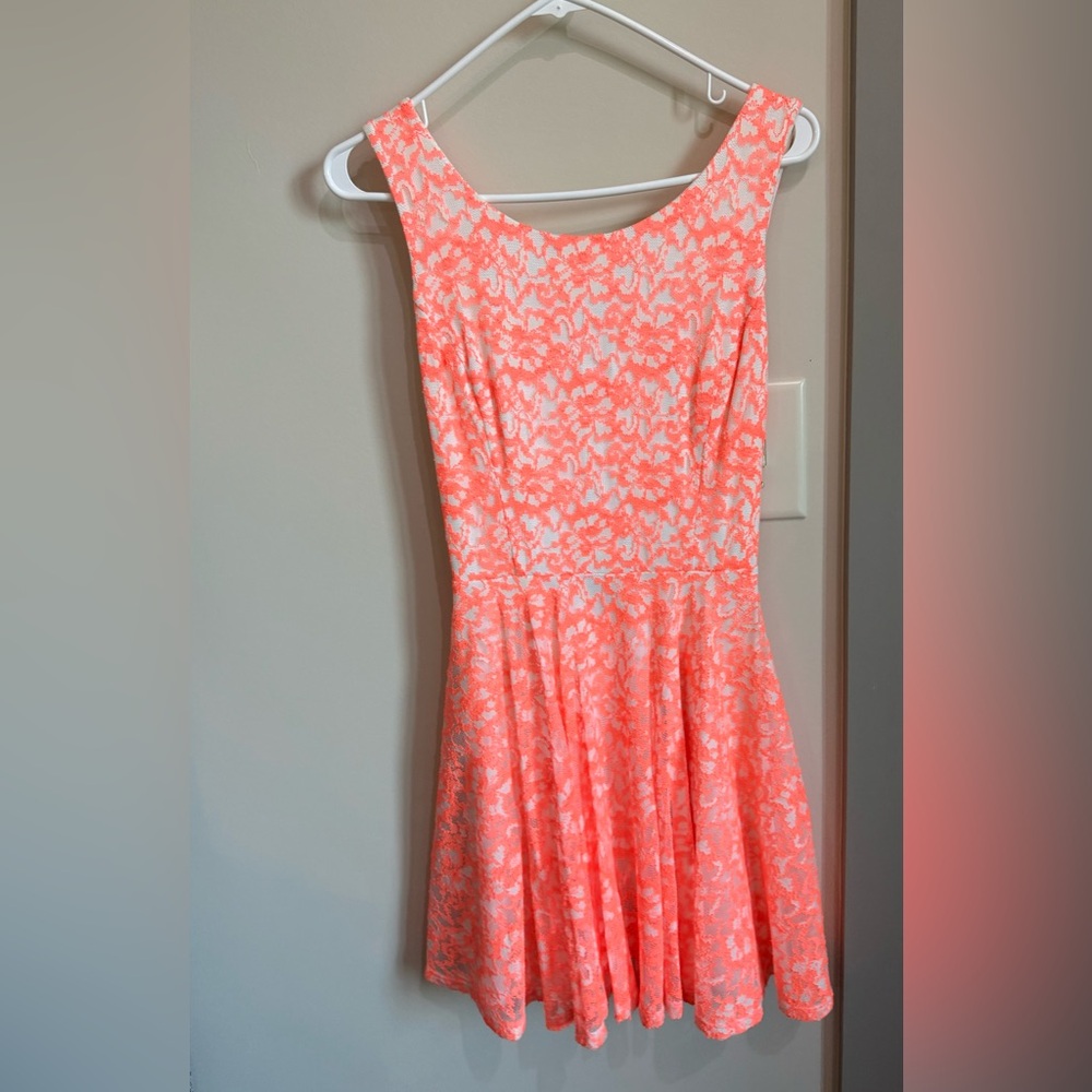 Guess Neon Coral Lace Dress
